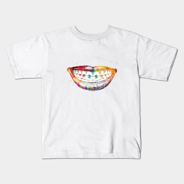 Teeth braces Kids T-Shirt by erzebeth